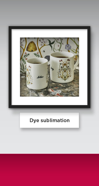 Dye sublimated mugs and ceramics